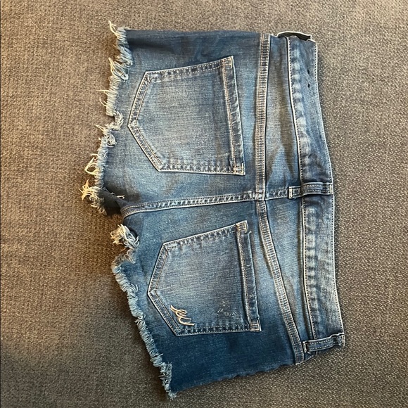 Express Blue Jean Shorts with Distressed Details - Picture 2 of 6